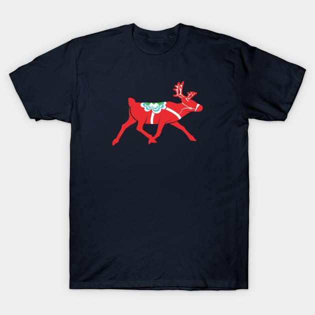 Dala Christmas Reindeer T-Shirt by CloudWalkerDesigns